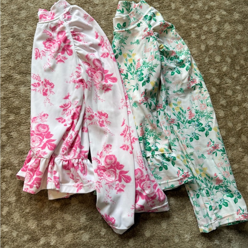 Floral girls Janie and Jack size 6 Rash Guards